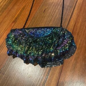 Small metallic chain mail ruffle bag